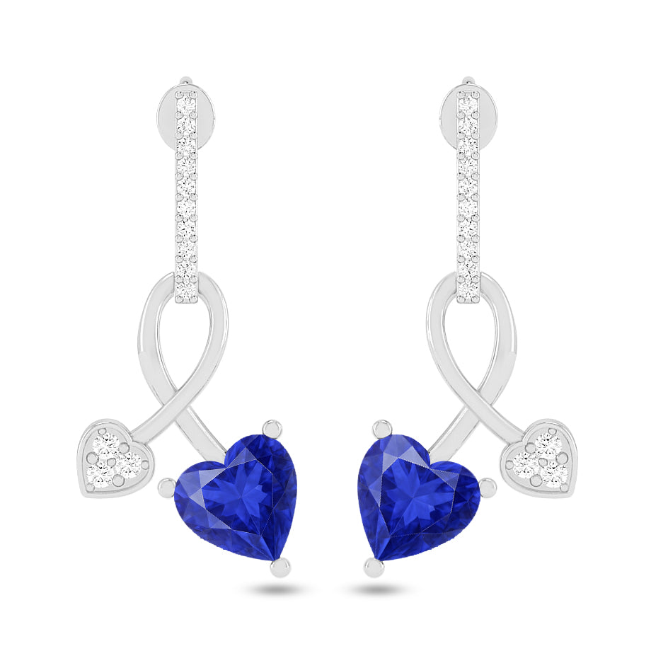Infinity Heart Drop Earrings | 925 Sterling Silver Birthstone Stud Earrings | Diamond Accent Gemstone Earrings | 15 Birthstone Options | Gift for Women