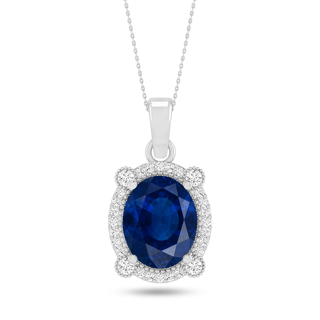 Oval Cabochon Halo Pendant | Starburst Pendant | Heart Knot Teardrop Pendant | Sterling Silver Birthstone Necklace | Diamond Accent | Adjustable Chain | 15 Gemstone Choices