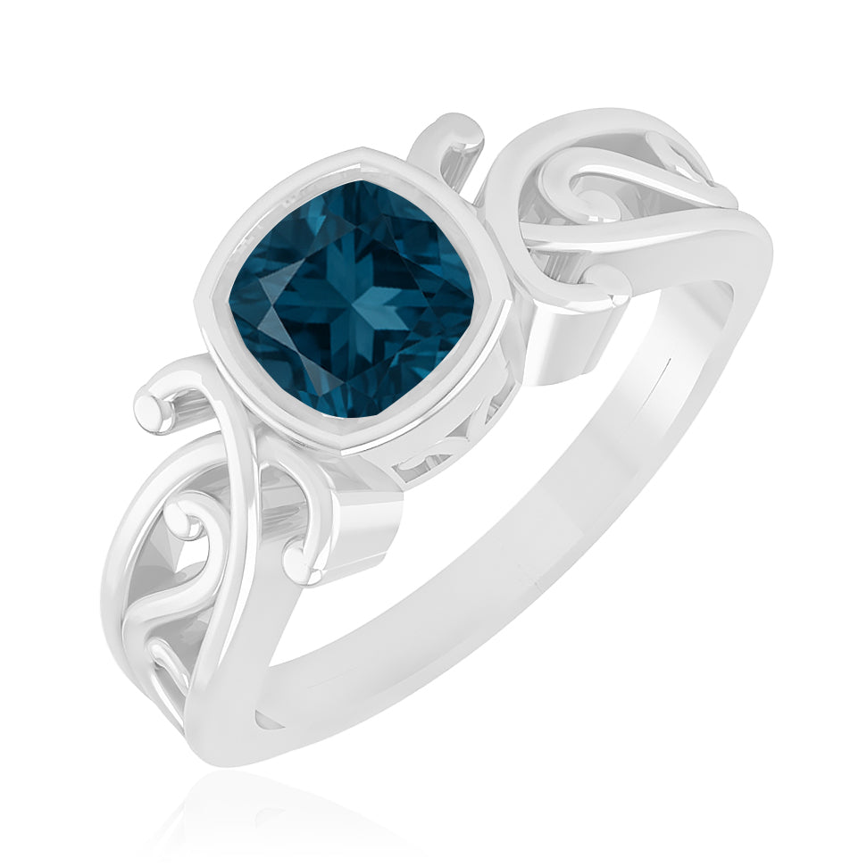 Celtic Knot Bezel Solitaire Ring | Sterling Silver Birthstone Ring | Genuine Gemstone & Diamond Studded Ring | Personalized Promise Ring | Gift for Her