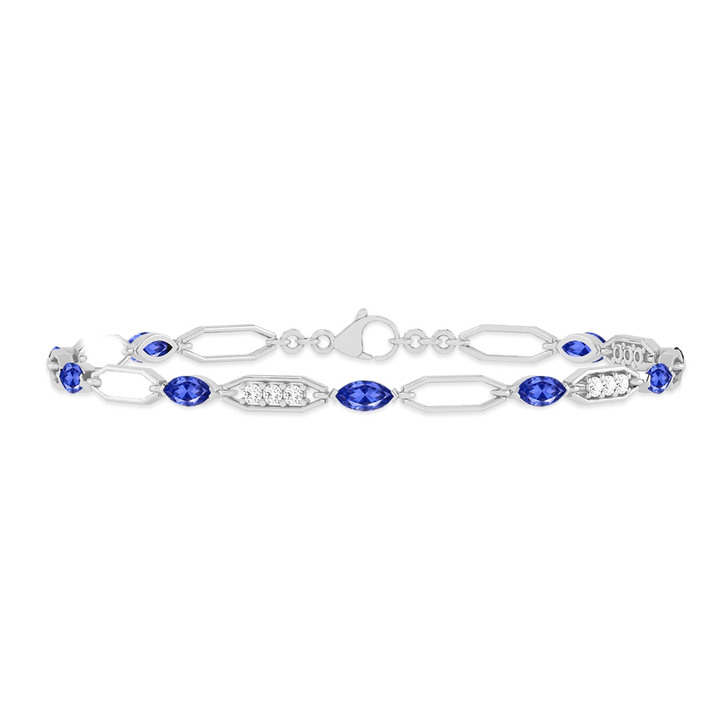 Art Deco Link Bracelet | Sterling Silver Birthstone Bracelet | Adjustable Chain | 15 Gemstone Choices | Personalized Gemstone Bracelet Floral Vine Bracelet Canter piece