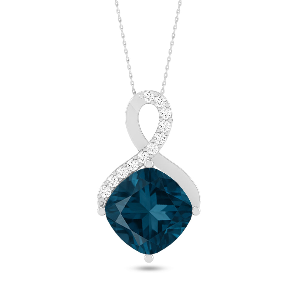 Infinity Cushion Solitaire Pendant | Starburst Pendant | Heart Knot Teardrop Pendant | Sterling Silver Birthstone Necklace | Diamond Accent | Adjustable Chain | 15 Gemstone Choices