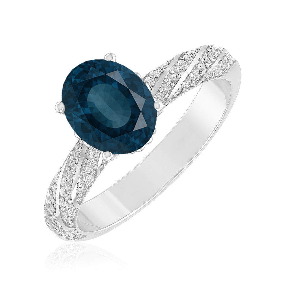 Halo Solitaire Ring | Sterling Silver Birthstone Ring | Genuine Gemstone & Diamond Studded Ring | Personalized Promise Ring | Gift for Her