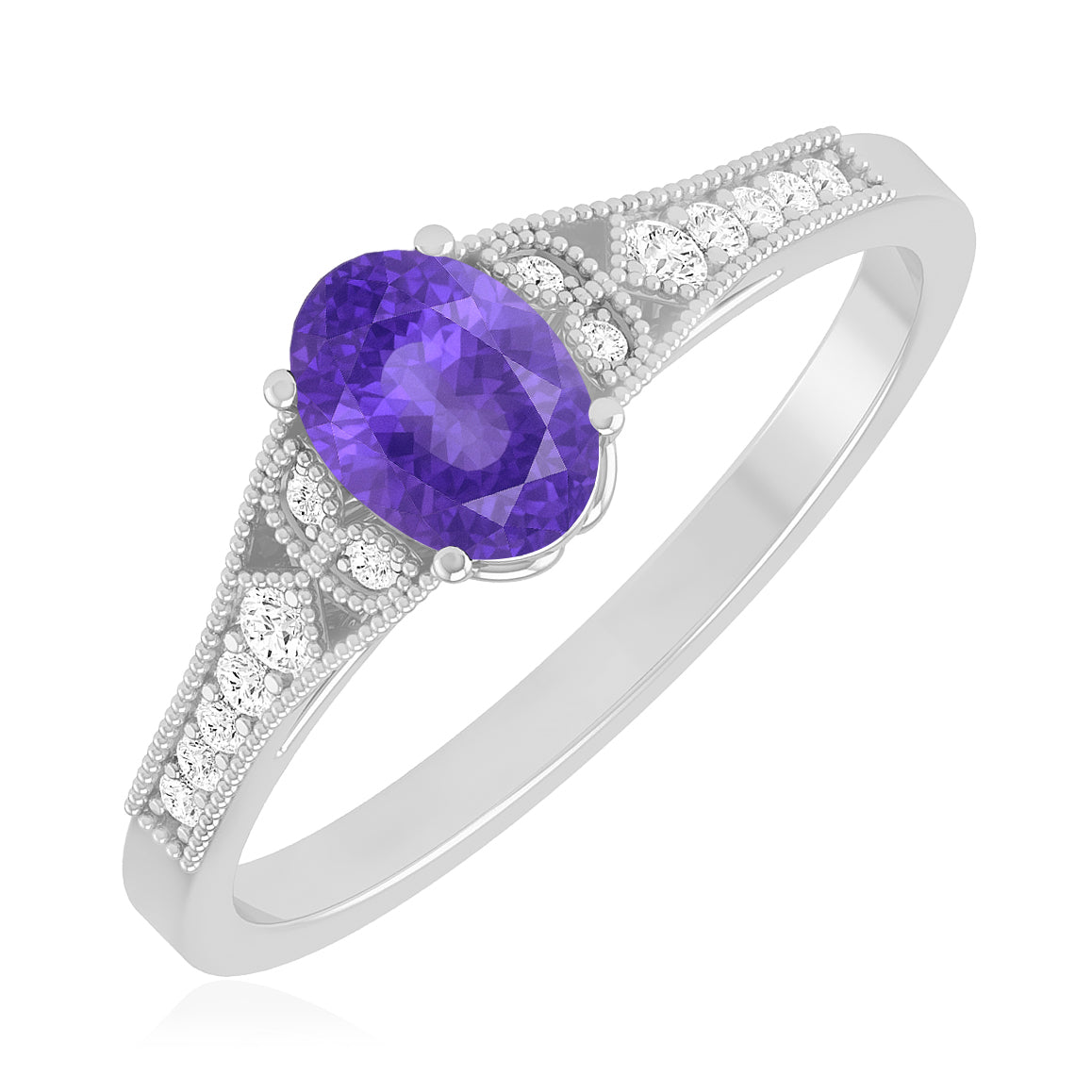 Classic Three-Stone Solitaire Ring | Sterling Silver Birthstone Ring | Genuine Gemstone & Diamond Studded Ring | Personalized Promise Ring | Gift for Her