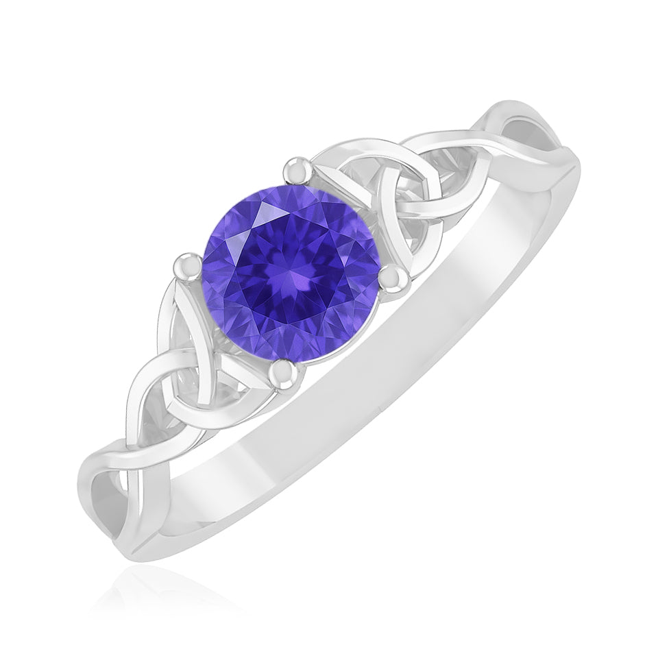 Celtic Knot Ring | Sterling Silver Birthstone Ring | Genuine Gemstone & Diamond Studded Ring | Personalized Promise Ring | Gift for Her