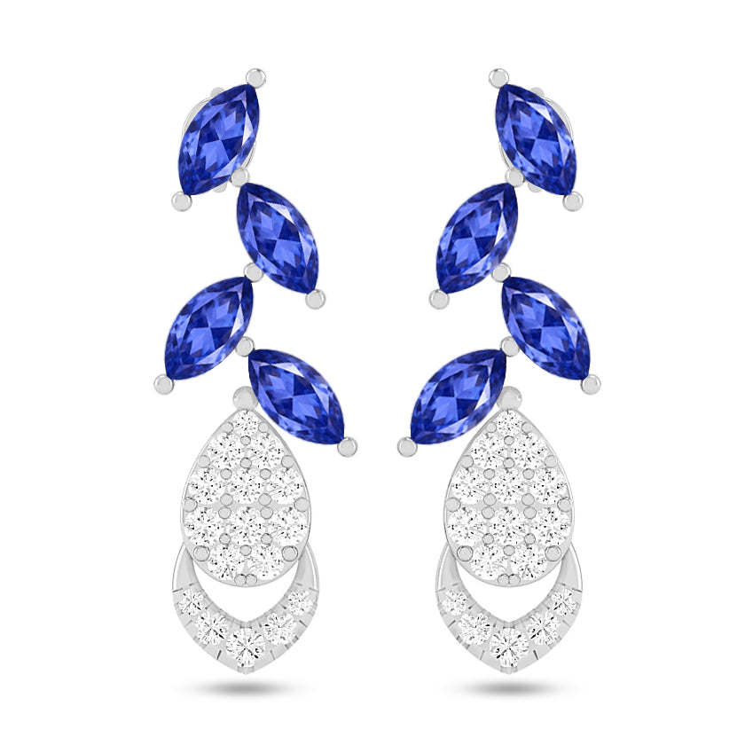 Nature-Inspired Leaf Drop Earrings | 925 Sterling Silver Birthstone Stud Earrings | Diamond Accent Gemstone Earrings | 15 Birthstone Options | Gift for Women