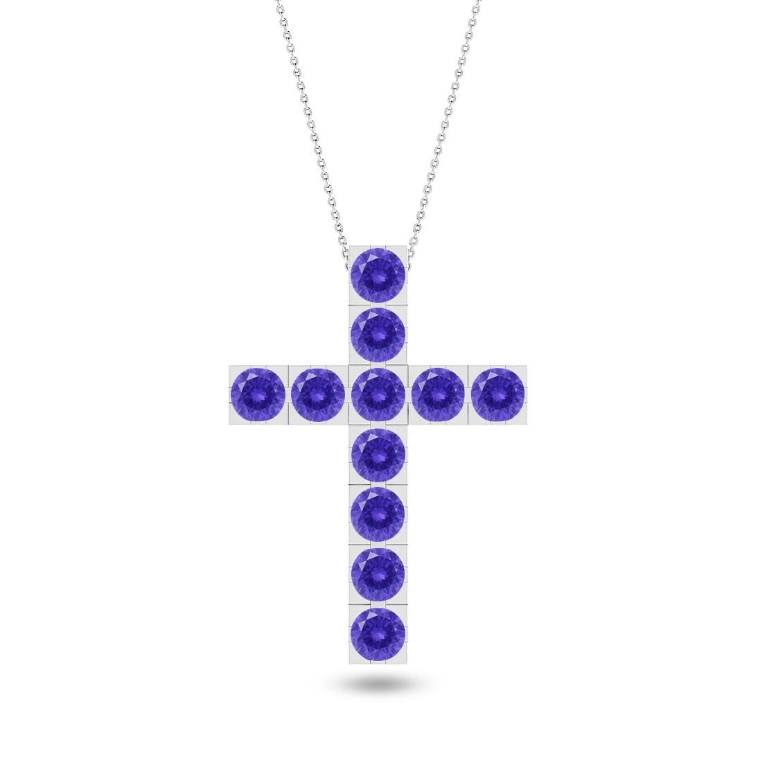 Cross Pendant Necklace | Sterling Silver Birthstone Necklace | Adjustable Chain | 15 Gemstone Choices | Personalized Gemstone Pendant
