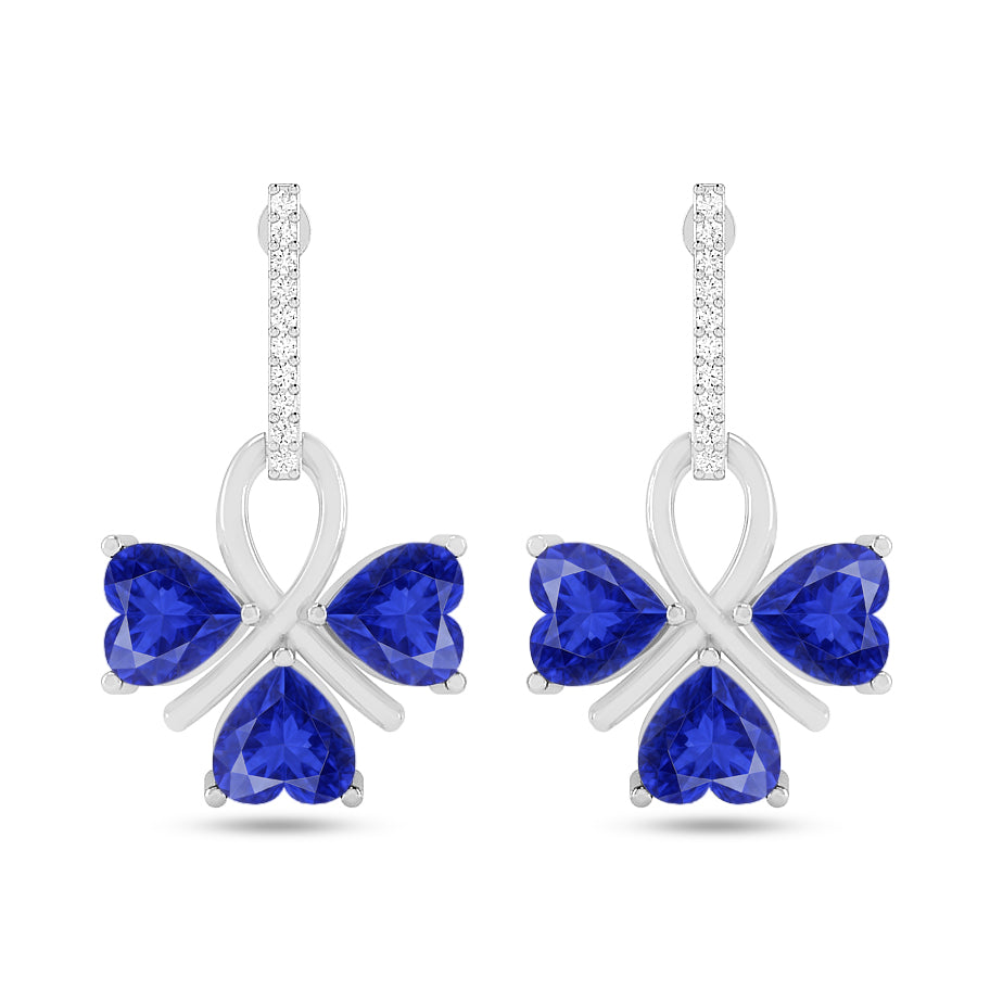 Butterfly Drop Earrings | 925 Sterling Silver Birthstone Stud Earrings | Diamond Accent Gemstone Earrings | 15 Birthstone Options | Gift for Women
