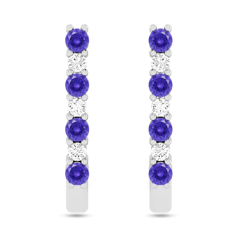 Bar Stud Earrings | 925 Sterling Silver Birthstone Stud Earrings | Diamond Accent Gemstone Earrings | 15 Birthstone Options | Gift for Women