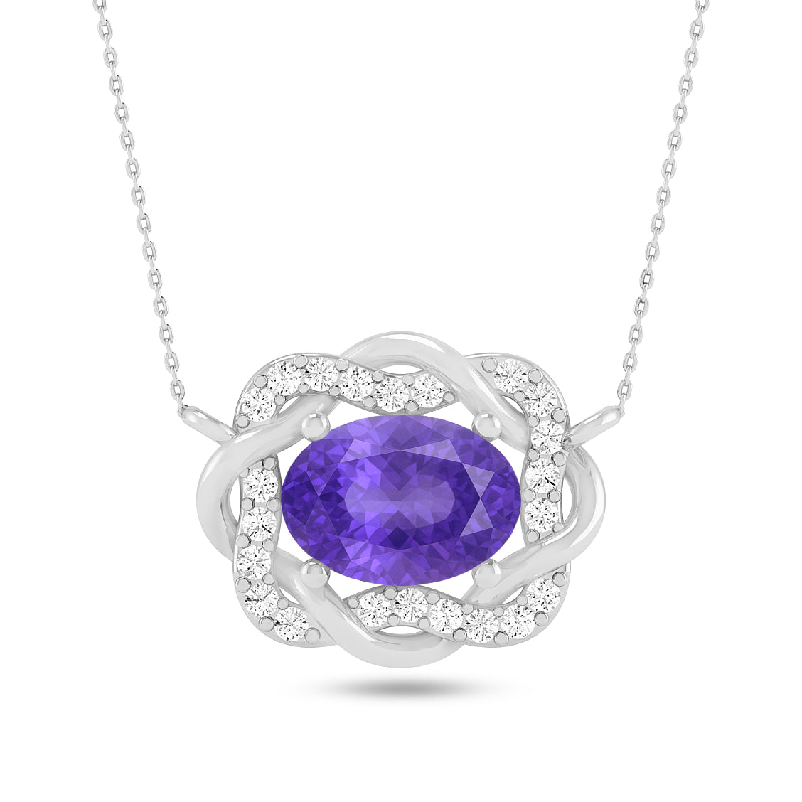 Celtic Knot Halo Pendant | Starburst Pendant | Heart Knot Teardrop Pendant | Sterling Silver Birthstone Necklace | Diamond Accent | Adjustable Chain | 15 Gemstone Choices