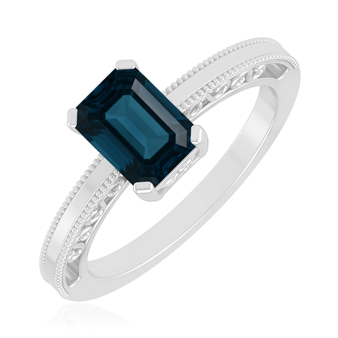Vintage Milgrain Split Shank | Sterling Silver Birthstone Ring | Genuine Gemstone & Diamond Studded Ring | Personalized Promise Ring | Gift for Her