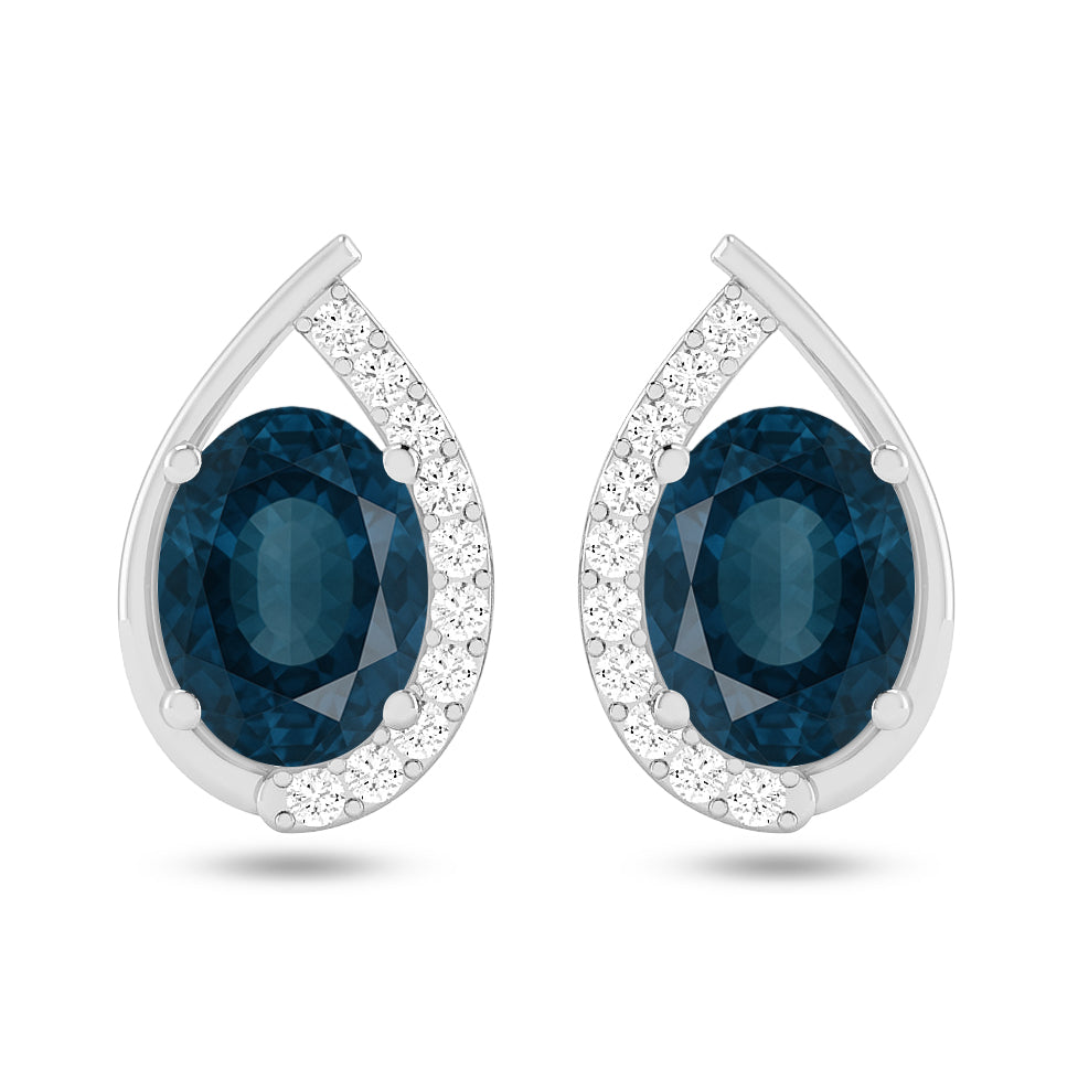 Pear Halo Stud Earrings | 925 Sterling Silver Birthstone Stud Earrings | Diamond Accent Gemstone Earrings | 15 Birthstone Options | Gift for Women (Copy)