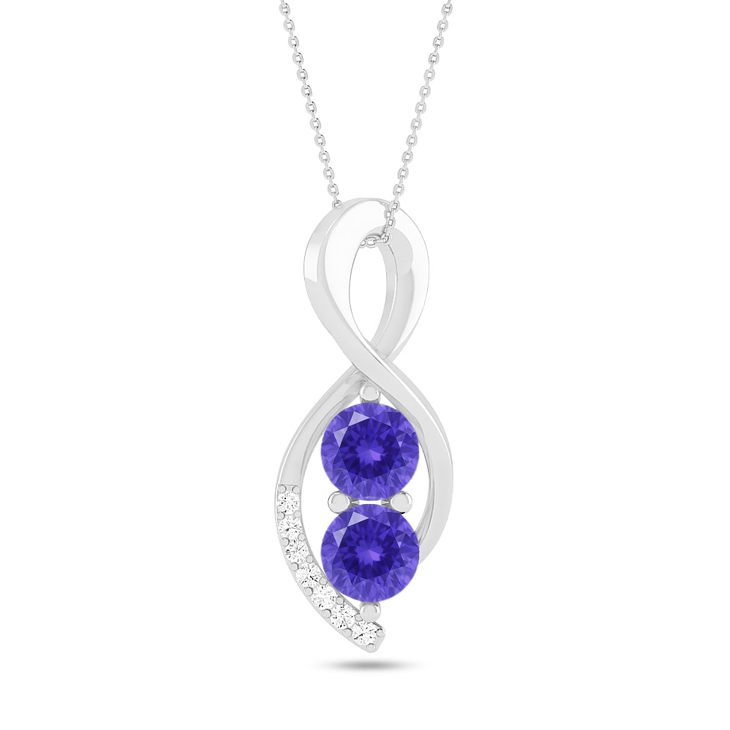Infinity Twist Pendant | Starburst Pendant | Heart Knot Teardrop Pendant | Sterling Silver Birthstone Necklace | Diamond Accent | Adjustable Chain | 15 Gemstone Choices