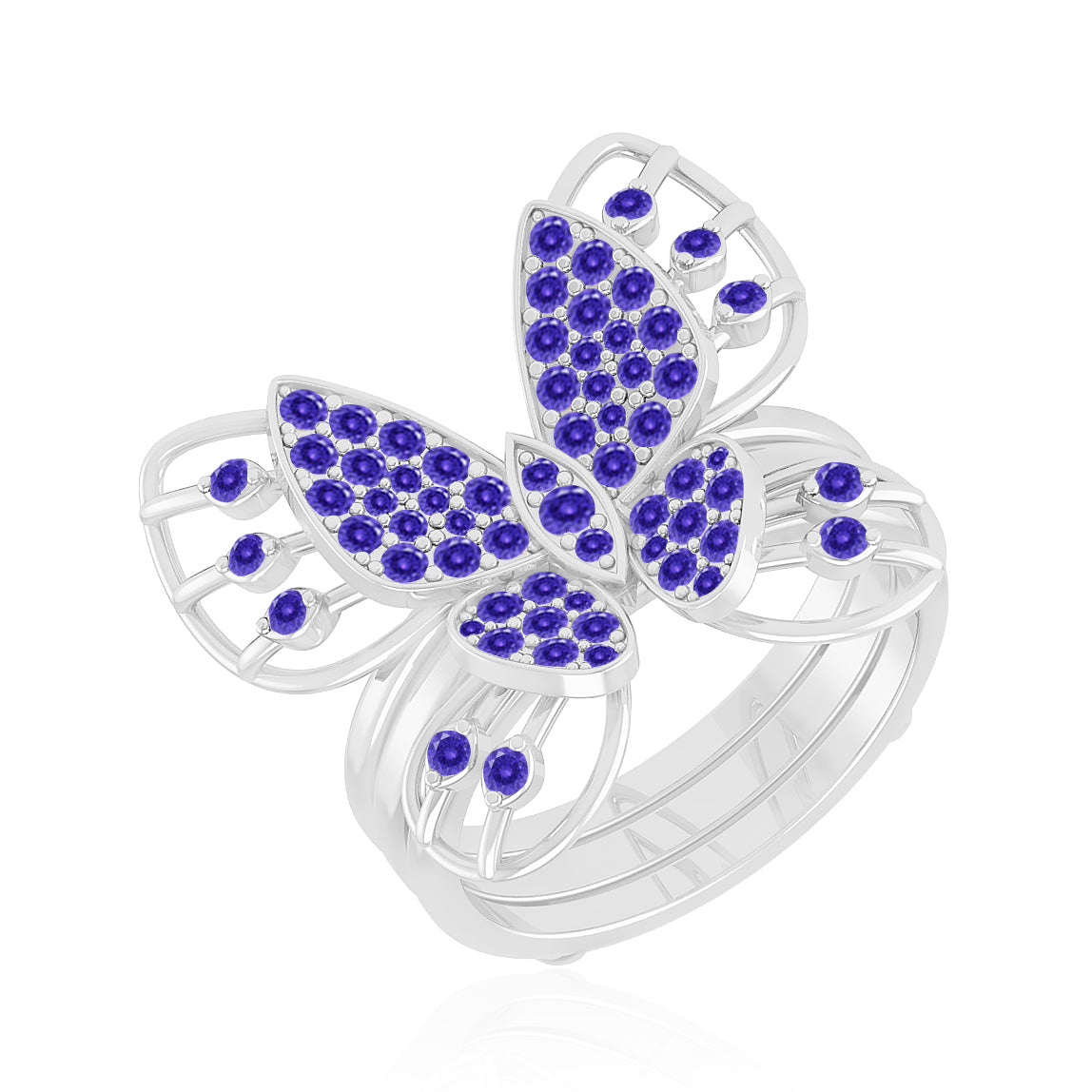 Butterfly Ring | Sterling Silver Birthstone Ring | Genuine Gemstone Ring | Personalized Promise Ring | Gift for Her