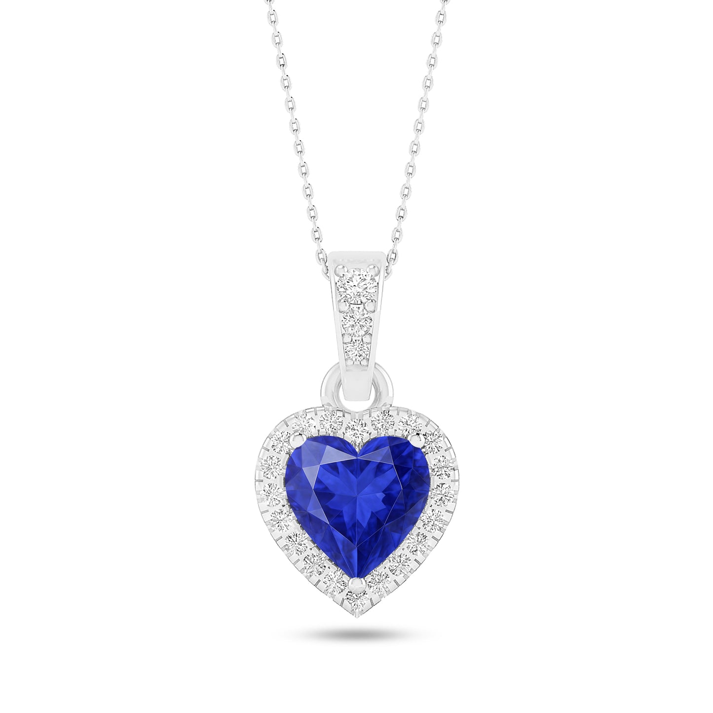 Heart Halo Pendant | Sterling Silver Birthstone Necklace | Diamond Accent | Adjustable Chain | 15 Gemstone Choices