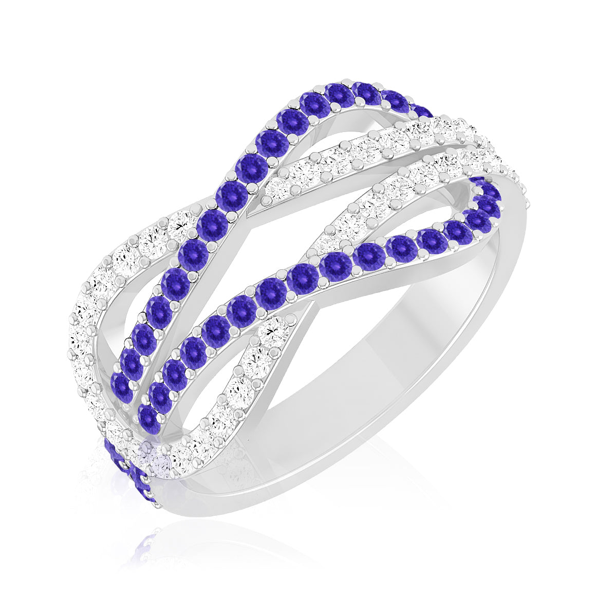 Infinity Crossover Band Ring| Sterling Silver Birthstone Ring | Genuine Gemstone & Diamond Studded Ring | Personalized Promise Ring | Gift for Her