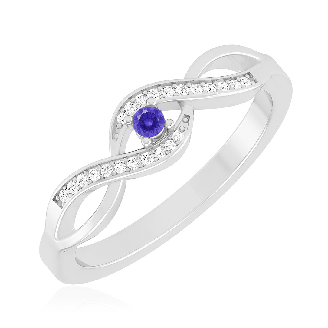 Infinity Ring | Sterling Silver Birthstone Ring | Genuine Gemstone & Diamond Studded Ring | Personalized Promise Ring | Gift for Her