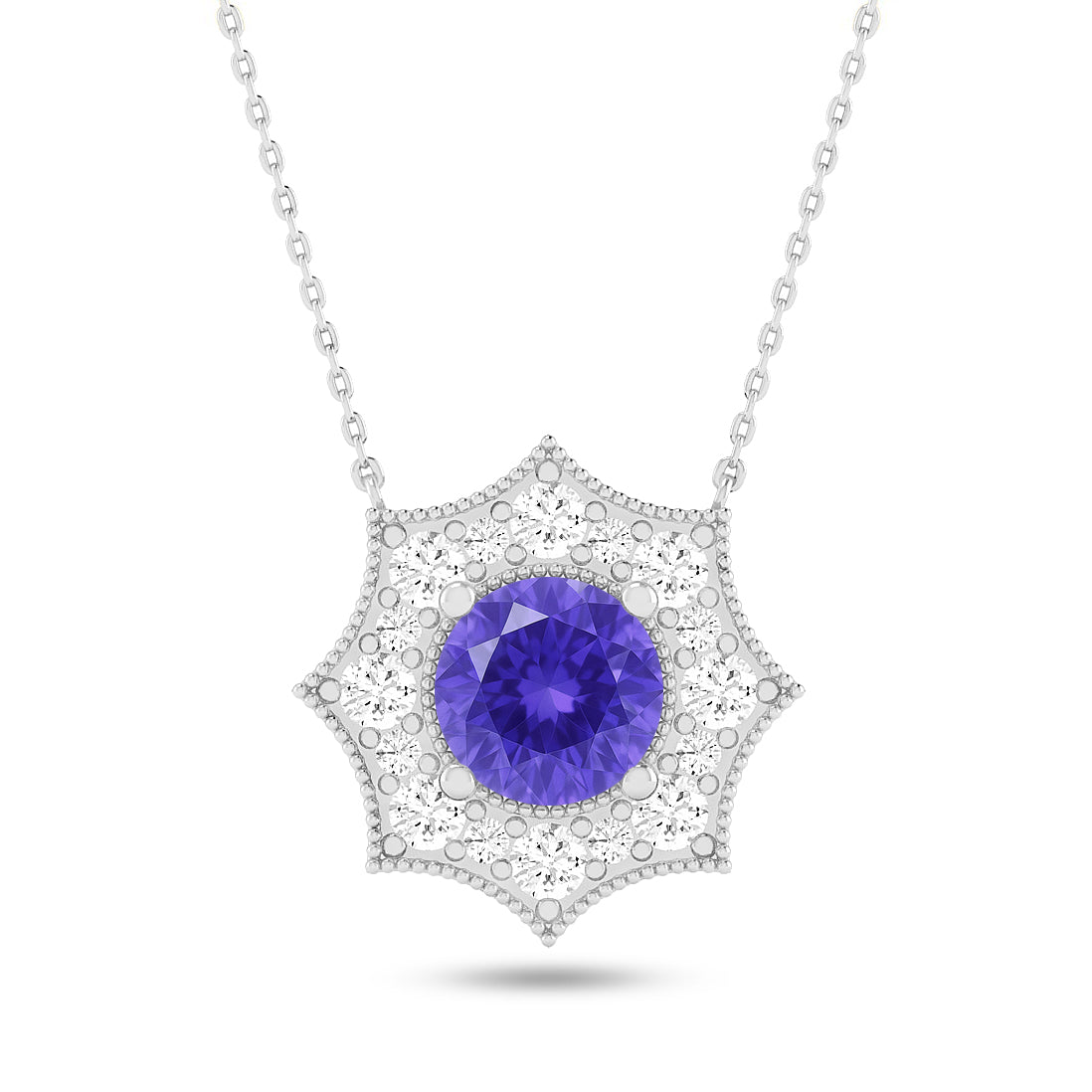 Snowflake Halo Pendant | Starburst Pendant | Heart Knot Teardrop Pendant | Sterling Silver Birthstone Necklace | Diamond Accent | Adjustable Chain | 15 Gemstone Choices