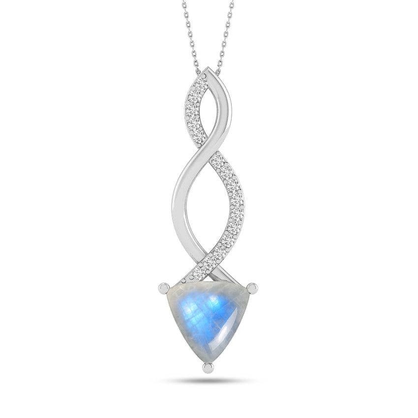 Infinity Twist Pendant | Sterling Silver Birthstone Necklace | Diamond Accent | Adjustable Chain | 15 Gemstone Choices