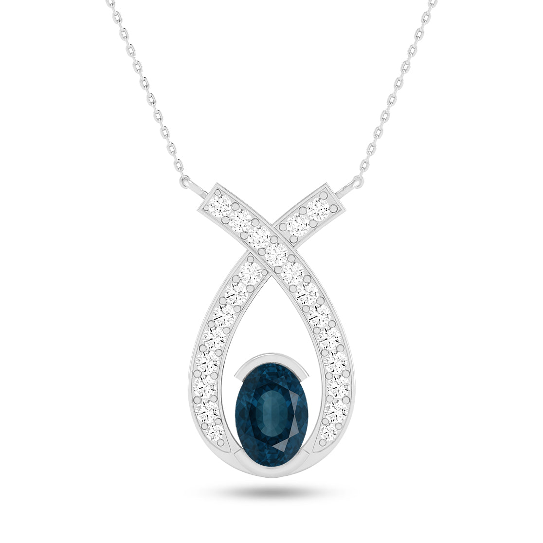 Teardrop Halo Pendant | Starburst Pendant | Heart Knot Teardrop Pendant | Sterling Silver Birthstone Necklace | Diamond Accent | Adjustable Chain | 15 Gemstone Choices