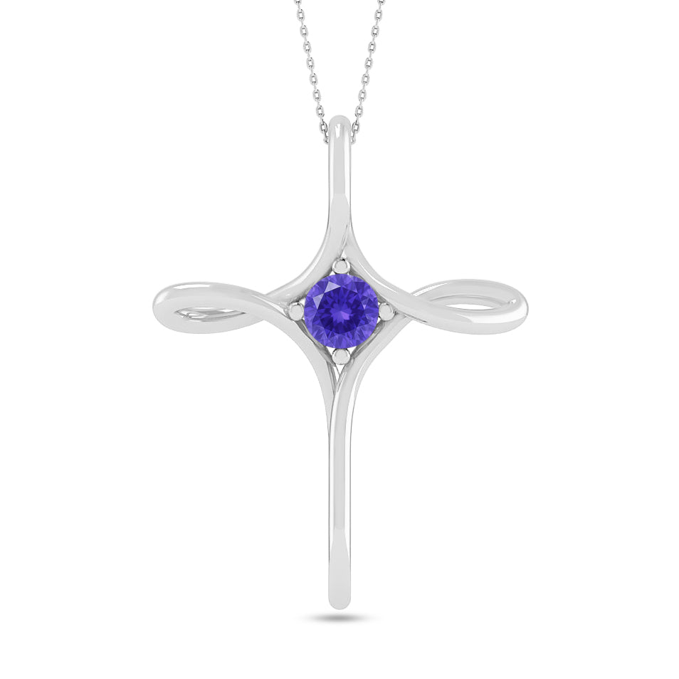 Infinity Cross Pendant | Sterling Silver Birthstone Necklace | Adjustable Chain | 15 Gemstone Choices | Personalized Gemstone Pendant