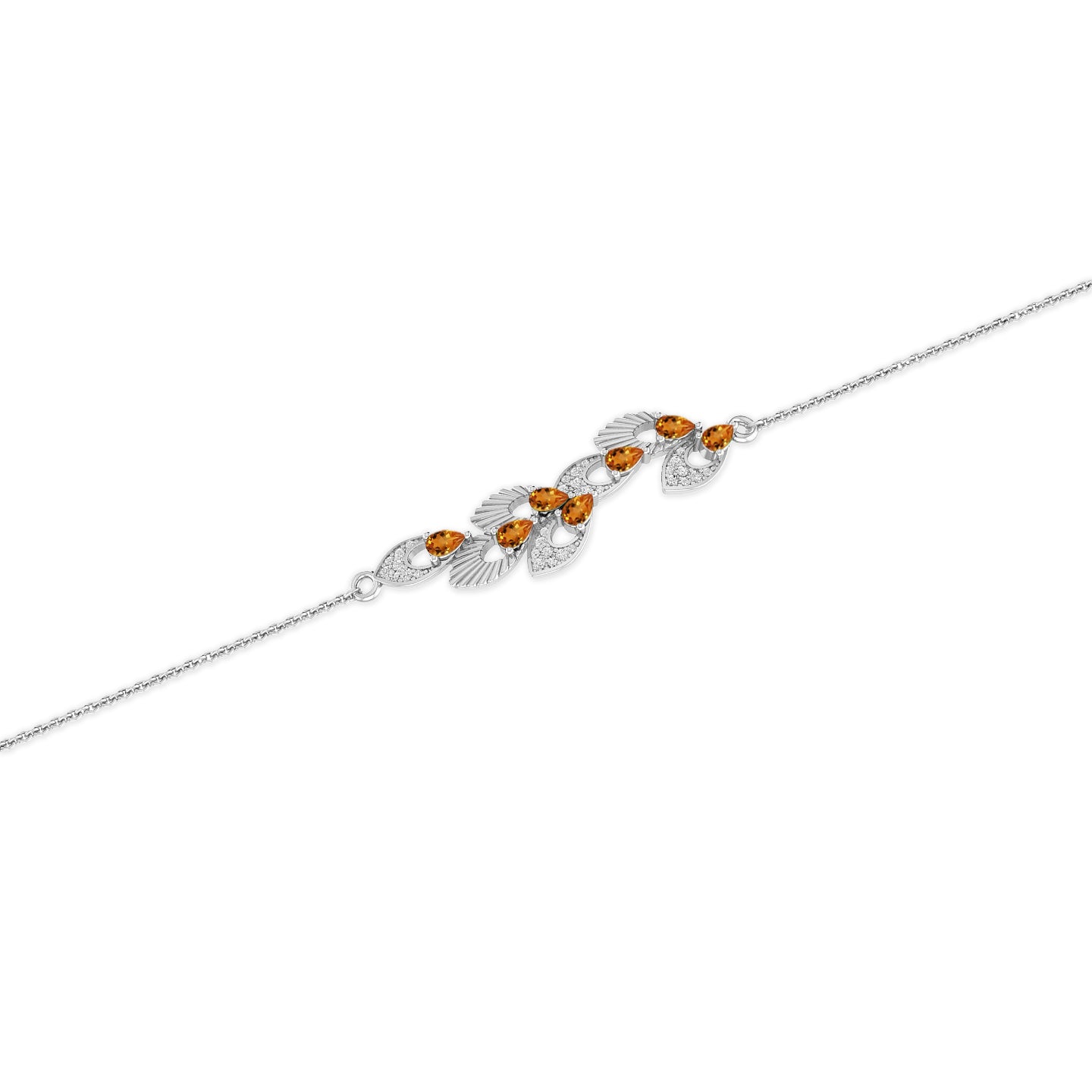 Floral Vine Bracelet Centerpiece | Sterling Silver Birthstone Bracelet | Adjustable Chain | 15 Gemstone Choices | Personalized Gemstone Bracelet Floral Vine Bracelet Canter piece