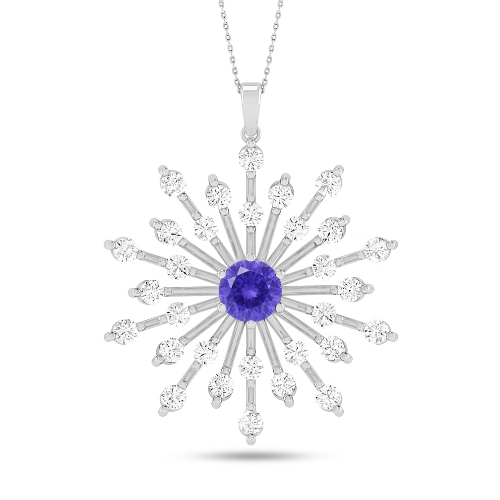 Starburst Pendant | Heart Knot Teardrop Pendant | Sterling Silver Birthstone Necklace | Diamond Accent | Adjustable Chain | 15 Gemstone Choices