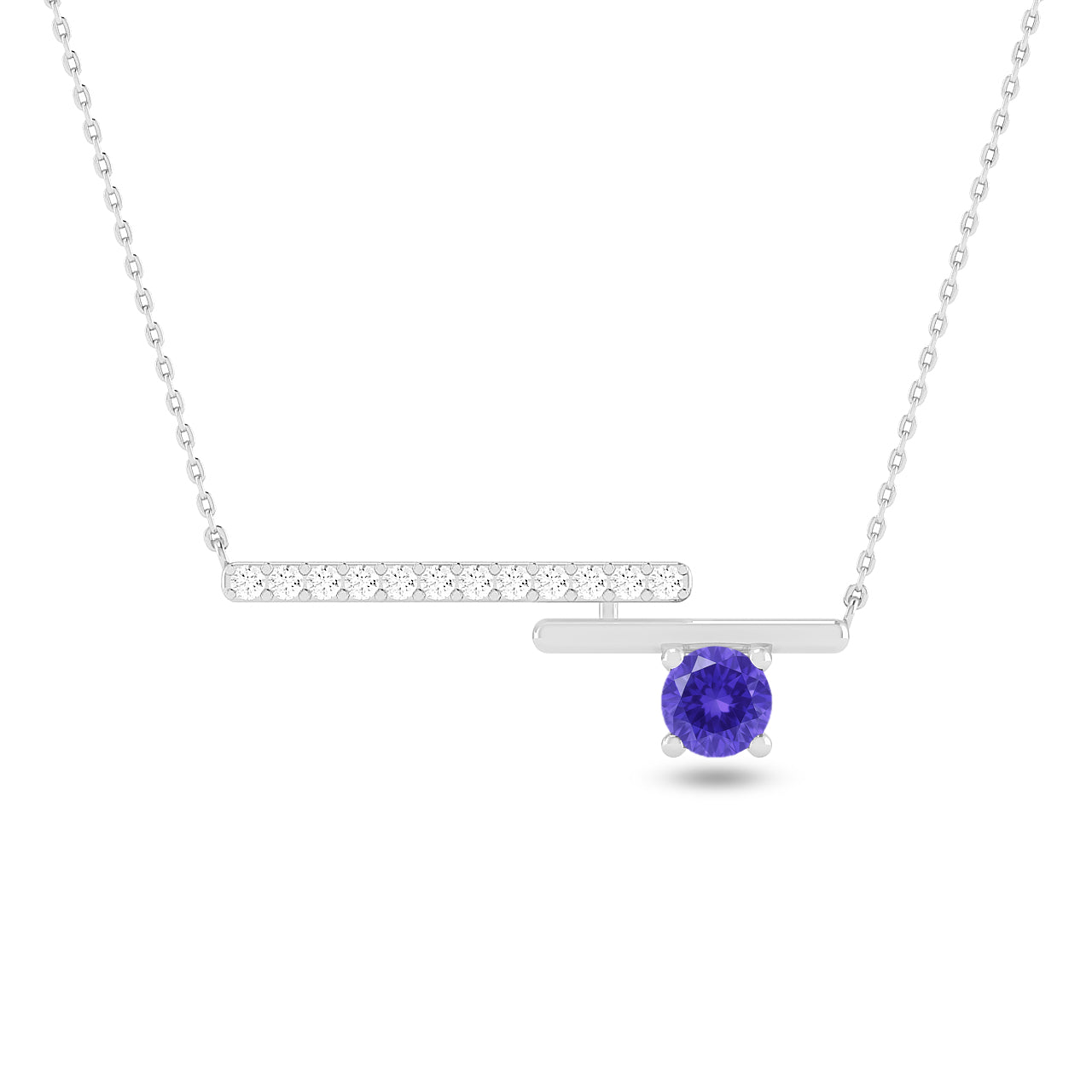 Geometric Bar Pendant | Starburst Pendant | Heart Knot Teardrop Pendant | Sterling Silver Birthstone Necklace | Diamond Accent | Adjustable Chain | 15 Gemstone Choices