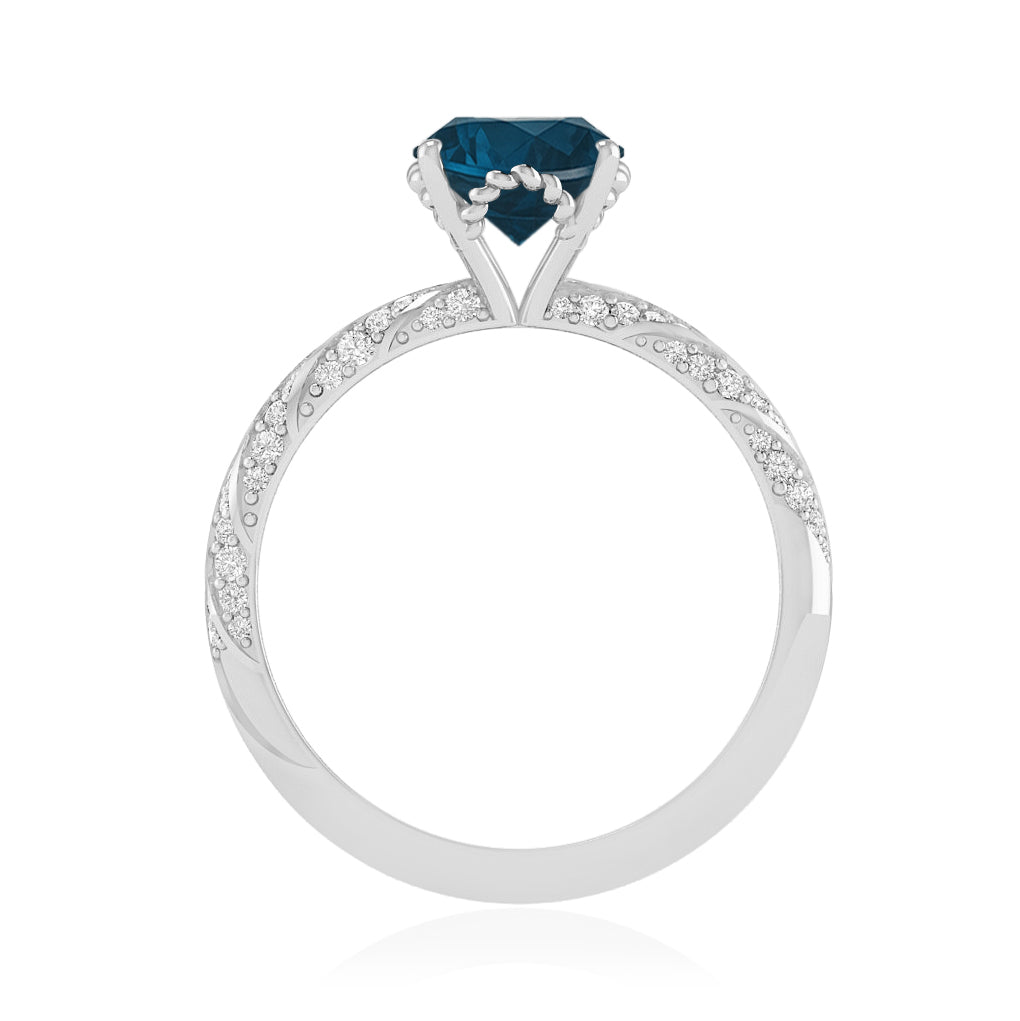 Halo Solitaire Ring | Sterling Silver Birthstone Ring | Genuine Gemstone & Diamond Studded Ring | Personalized Promise Ring | Gift for Her
