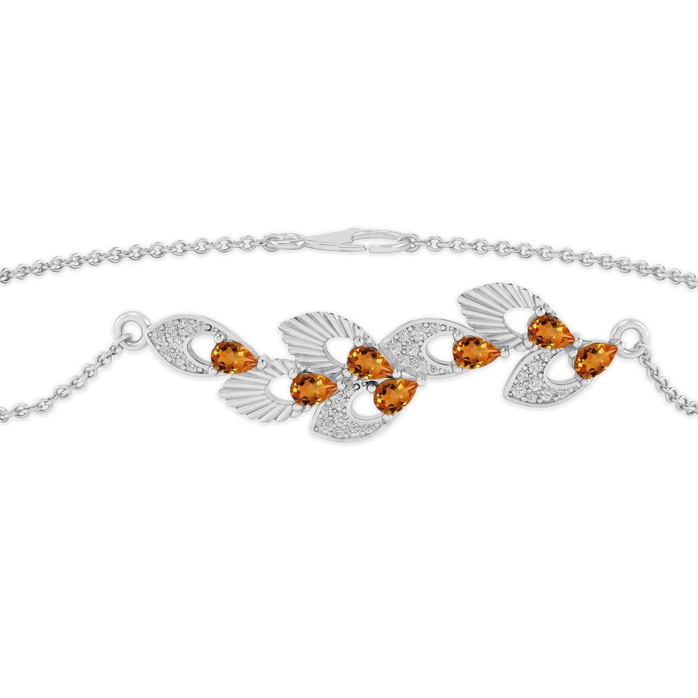 Floral Vine Bracelet Centerpiece | Sterling Silver Birthstone Bracelet | Adjustable Chain | 15 Gemstone Choices | Personalized Gemstone Bracelet Floral Vine Bracelet Canter piece
