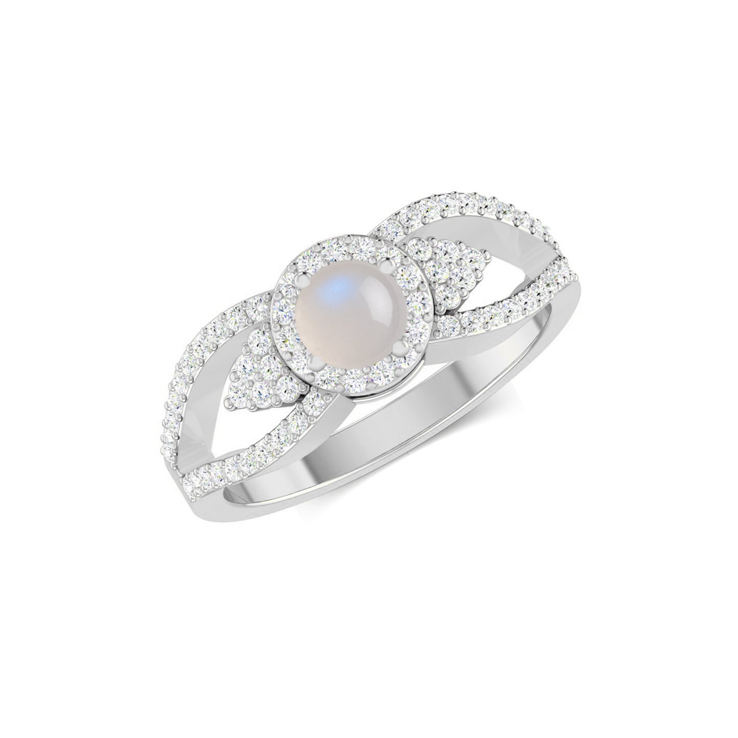 Split Shank Halo Ring | Sterling Silver Birthstone Ring | Genuine Gemstone & Diamond Studded Ring | Personalized Promise Ring | Gift for Her