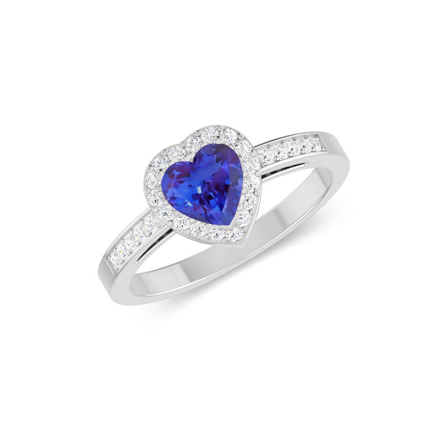 Heart Halo Ring | Sterling Silver Birthstone Ring | Genuine Gemstone Studded Ring | Personalized Promise Ring | Gift for Her