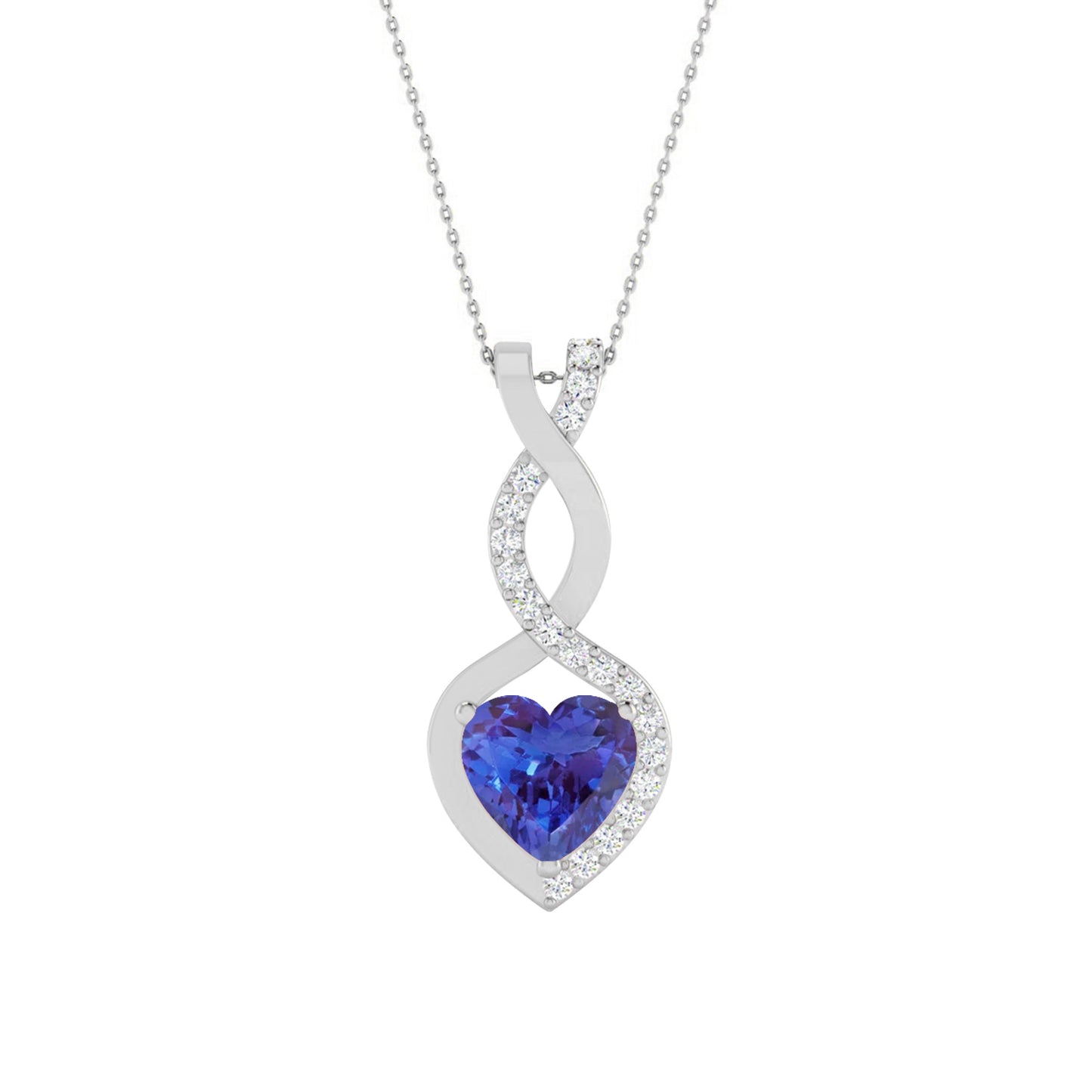 Infinity Heart Pendant | Starburst Pendant | Heart Knot Teardrop Pendant | Sterling Silver Birthstone Necklace | Diamond Accent | Adjustable Chain | 15 Gemstone Choices