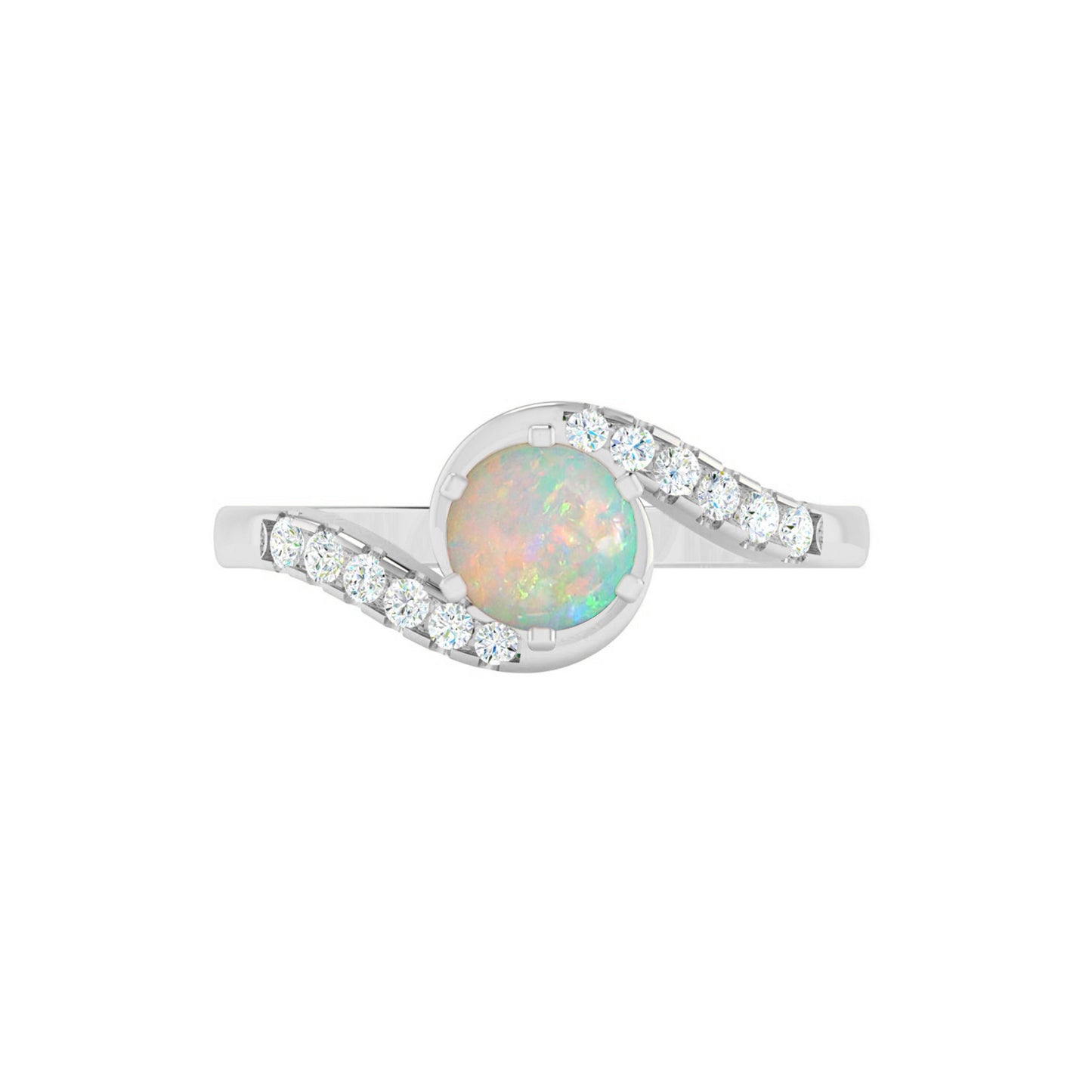 Bypass Solitaire Ring | Sterling Silver Birthstone Ring | Genuine Gemstone & Diamond Studded Ring | Personalized Promise Ring | Gift for Her