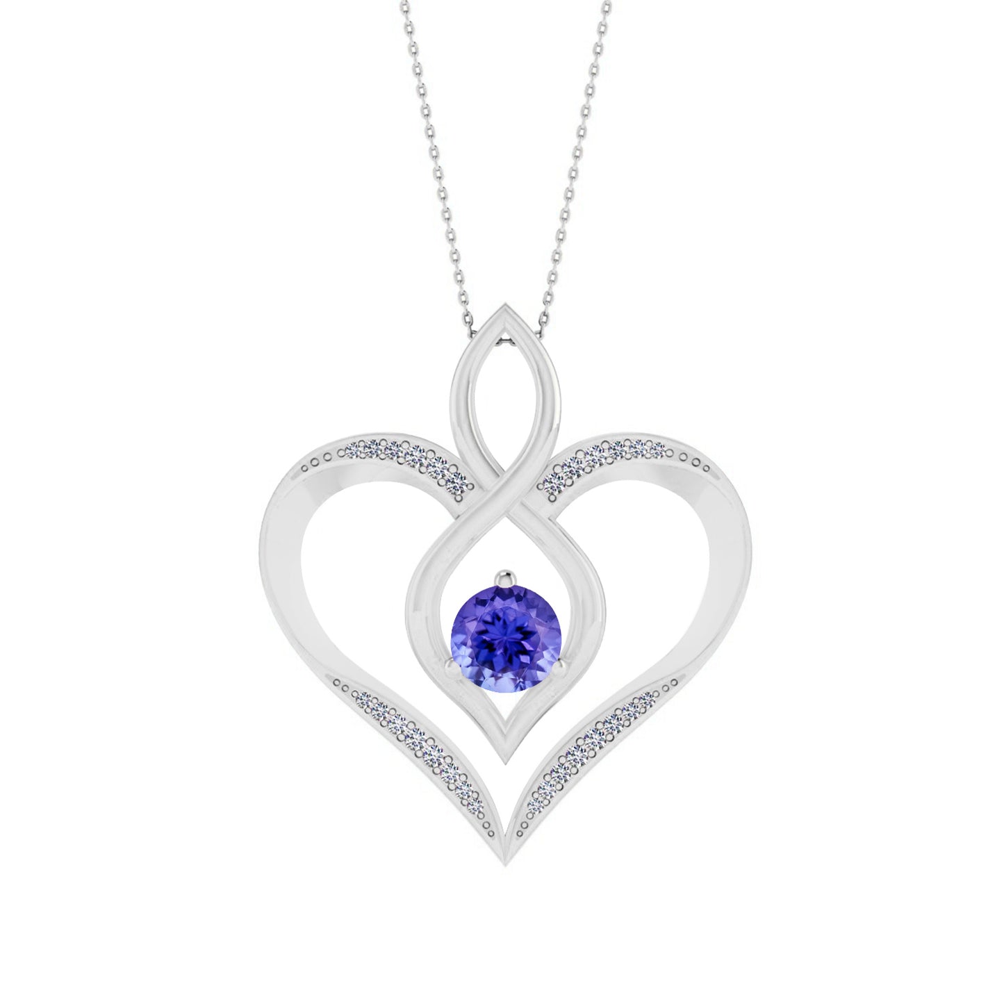 Sterling Silver Birthstone Necklace | Diamond Accent | Adjustable Chain | 15 Gemstone Choices