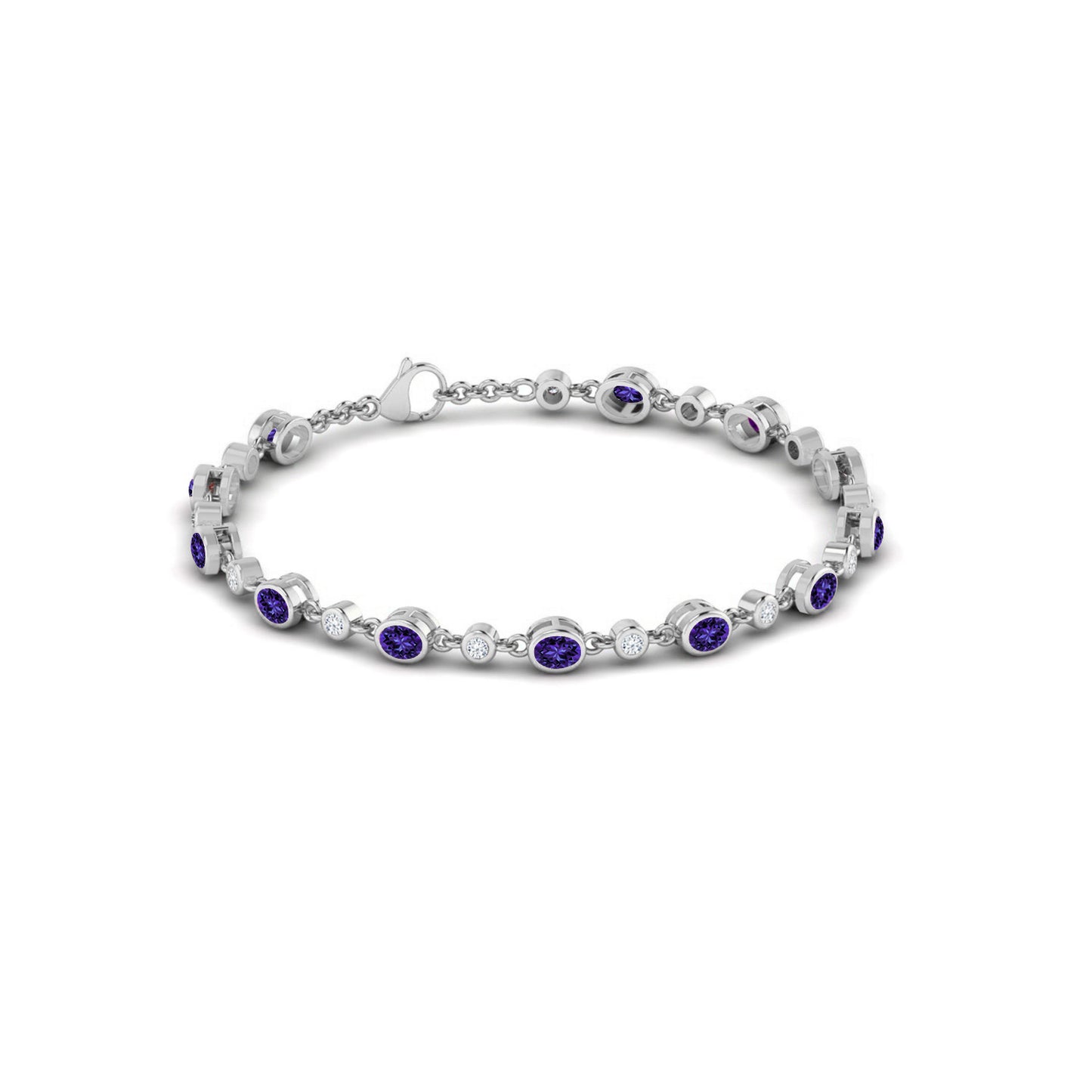 Bezel Set Tennis Bracelet | Sterling Silver Birthstone Bracelet | Adjustable Chain | 15 Gemstone Choices | Personalized Gemstone Bracelet