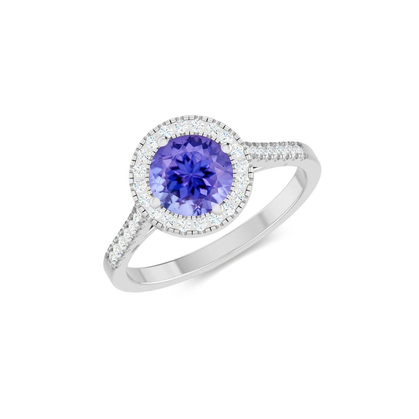 Halo Solitaire Ring | Sterling Silver Birthstone Ring | Genuine Gemstone & Diamond Studded Ring | Personalized Promise Ring | Gift for Her