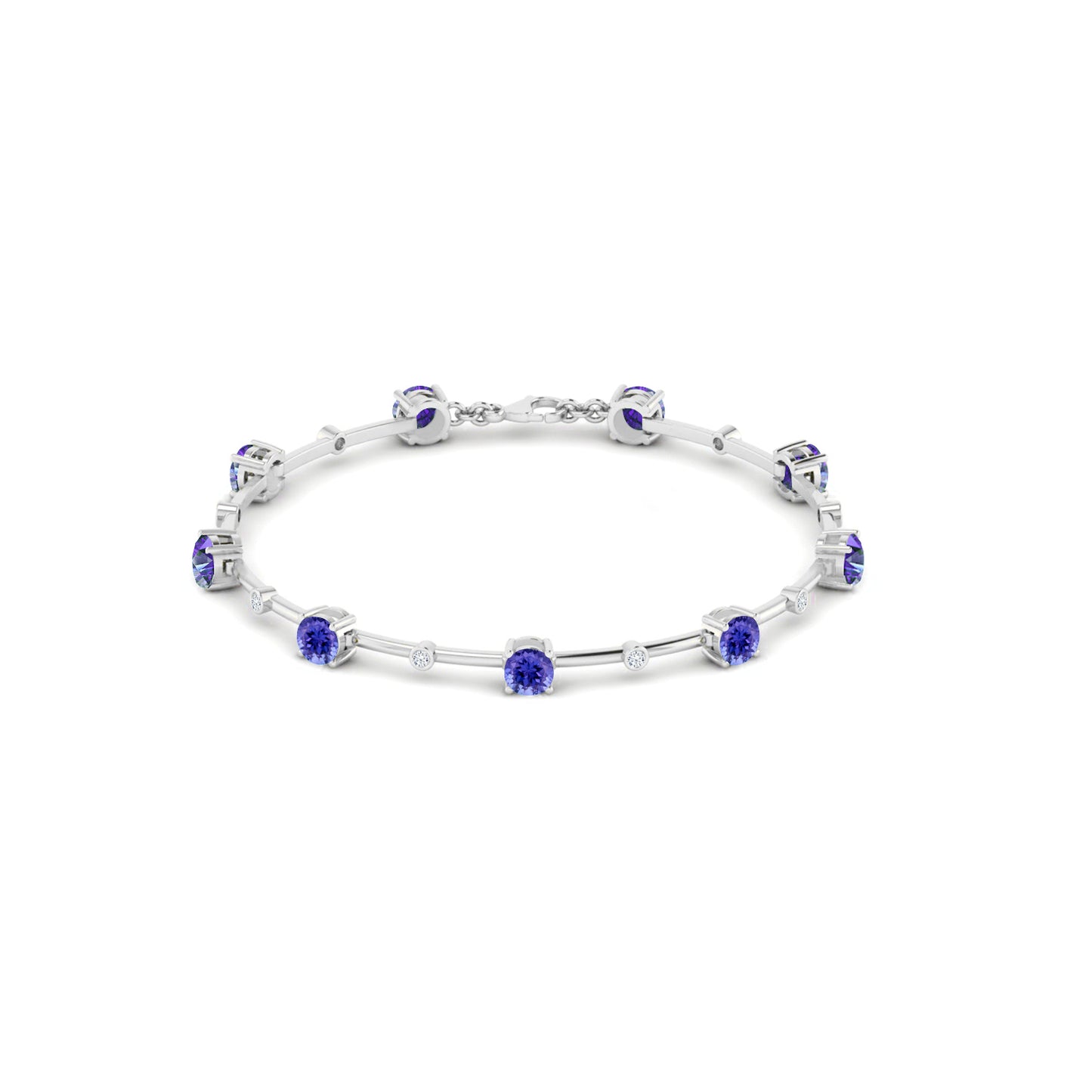 Bar Link Tennis Bracelet | Sterling Silver Birthstone Bracelet | Adjustable Chain | 15 Gemstone Choices | Personalized Gemstone Bracelet