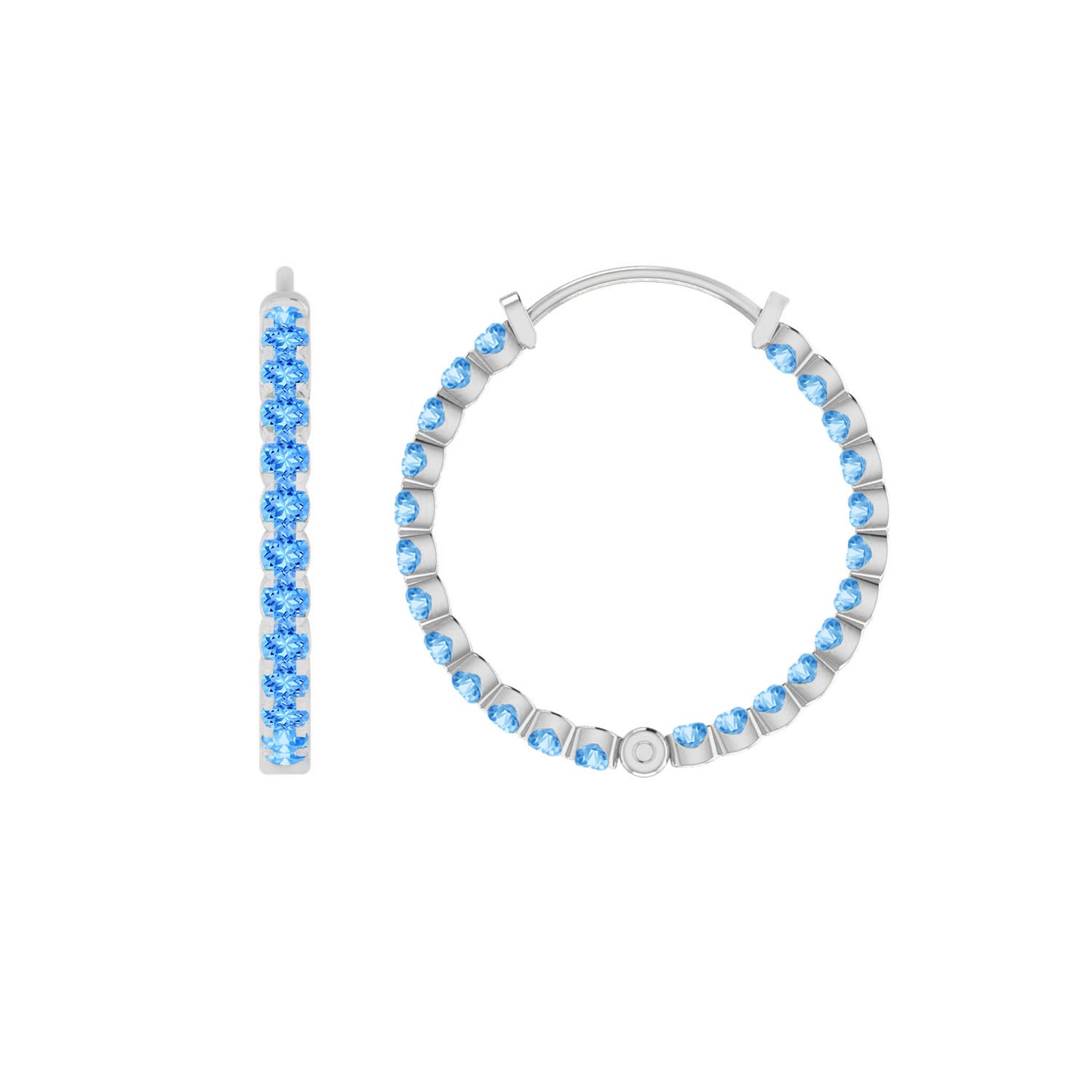 Inside-Out Hoop Earrings | 925 Sterling Silver Birthstone Stud Earrings | Diamond Accent Gemstone Earrings | 15 Birthstone Options | Gift for Women
