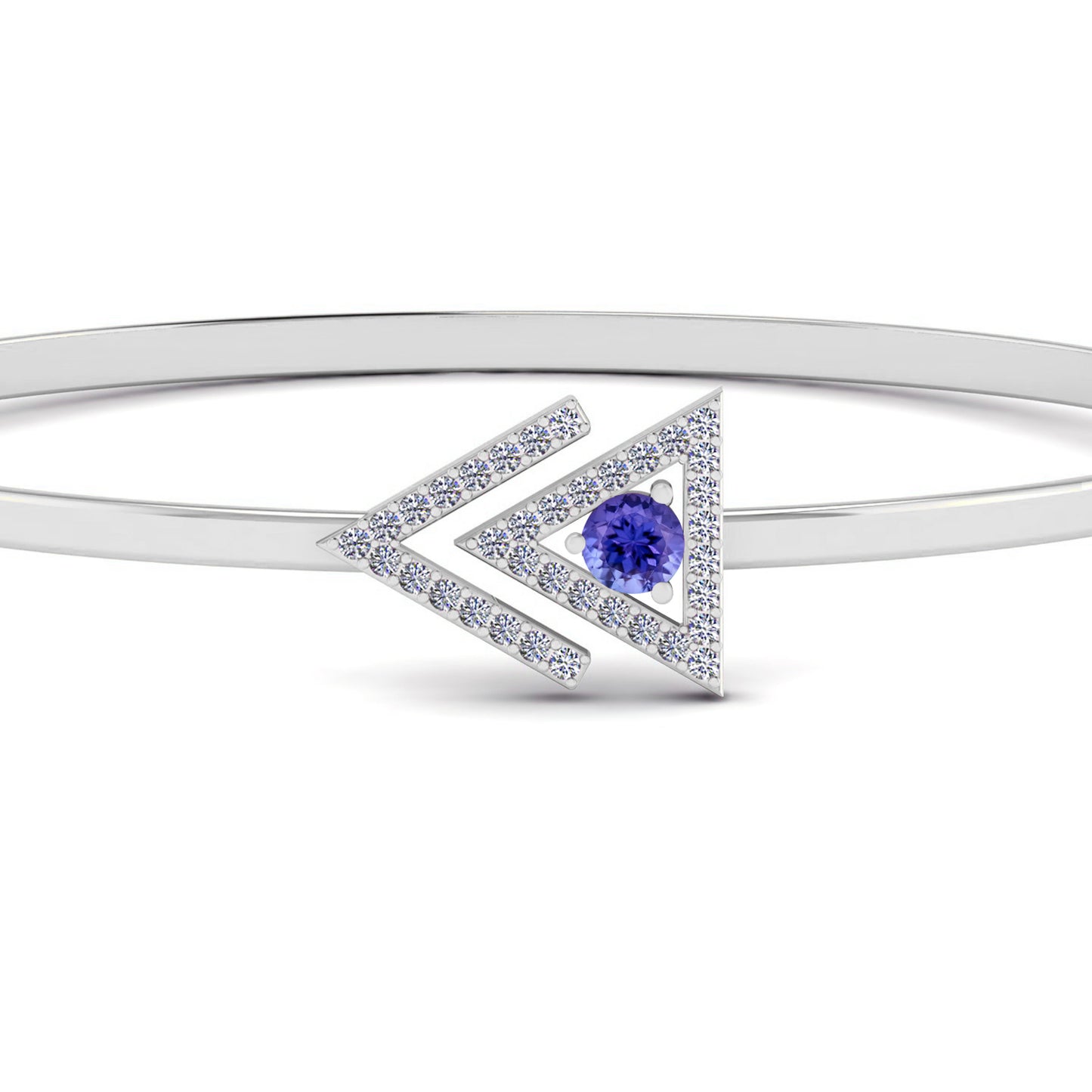Geometric Open Bangle Bracelet | Sterling Silver Birthstone Bracelet | Adjustable Chain | 15 Gemstone Choices | Personalized Gemstone Bracelet