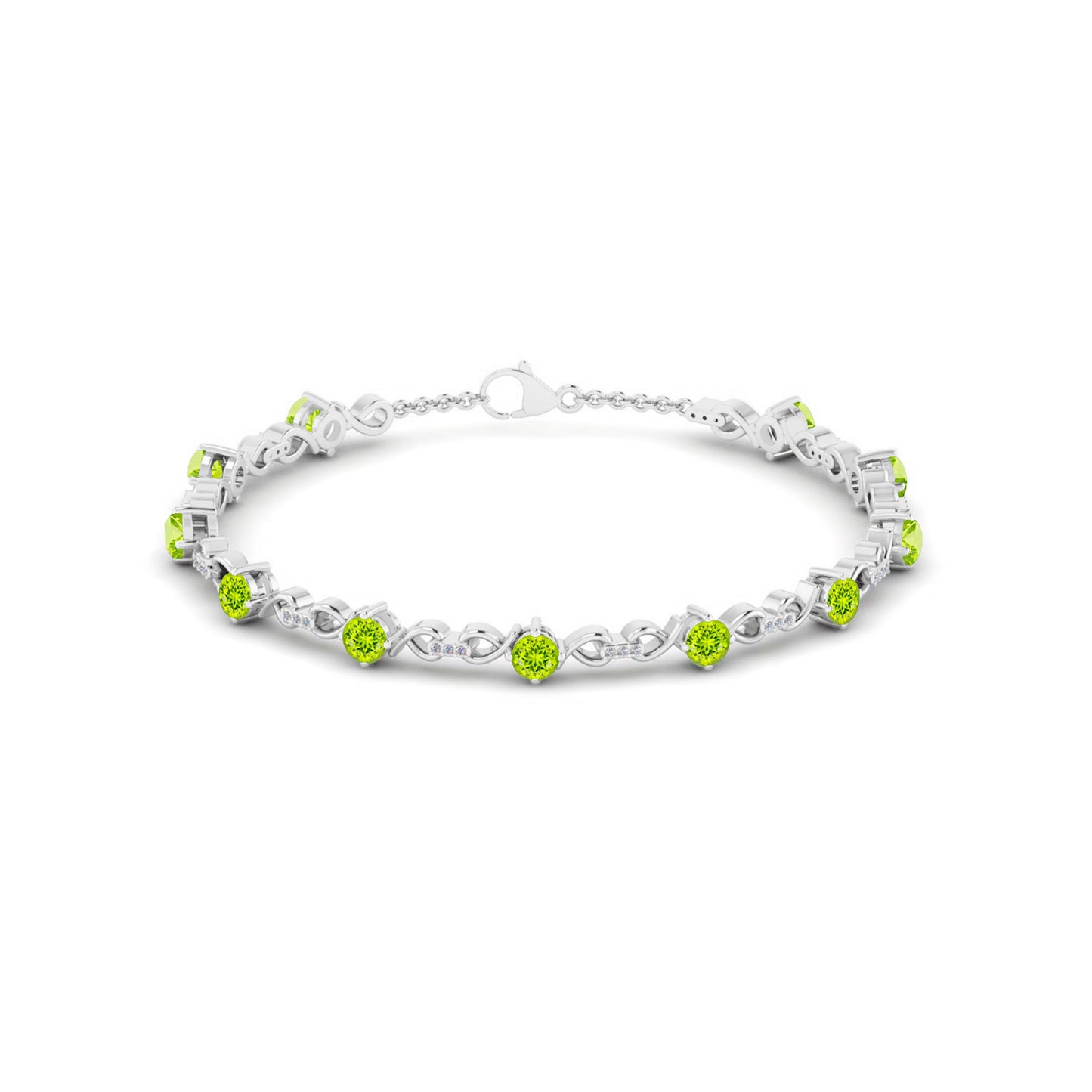 Infinity Tennis Bracelet | Sterling Silver Birthstone Bracelet | Adjustable Chain | 15 Gemstone Choices | Personalized Gemstone Bracelet