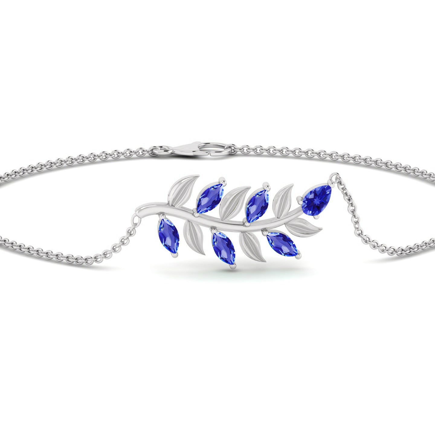 Leaf Vine Bracelet | Sterling Silver Birthstone Bracelet | Adjustable Chain | 15 Gemstone Choices | Personalized Gemstone Bracelet