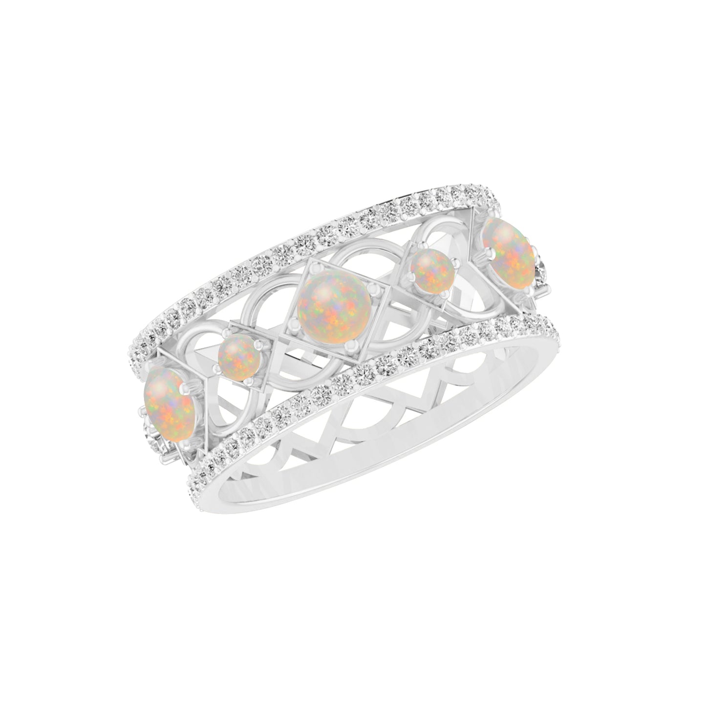 Celtic Knot Wide Band Ring | Sterling Silver Birthstone Ring | Genuine Gemstone & Diamond Studded Ring | Personalized Promise Ring | Gift for Her