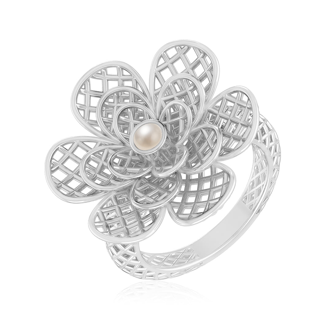 Floral Statement Ring | Sterling Silver Birthstone Ring | Genuine Gemstone & Diamond Studded Ring | Personalized Promise Ring | Gift for Her