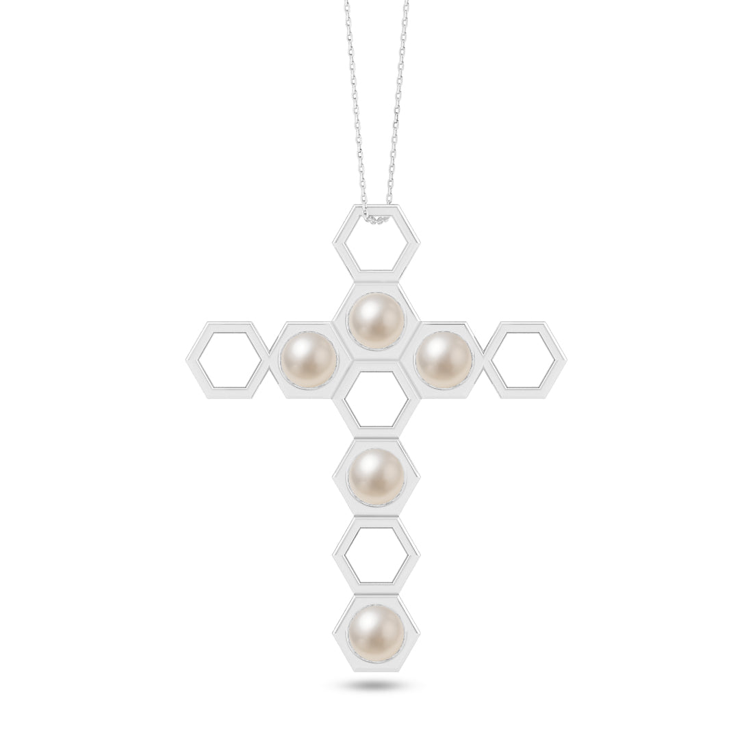 Geometric Cross Pendant | Sterling Silver Birthstone Necklace | Adjustable Chain | 15 Gemstone Choices | Personalized Gemstone Pendant