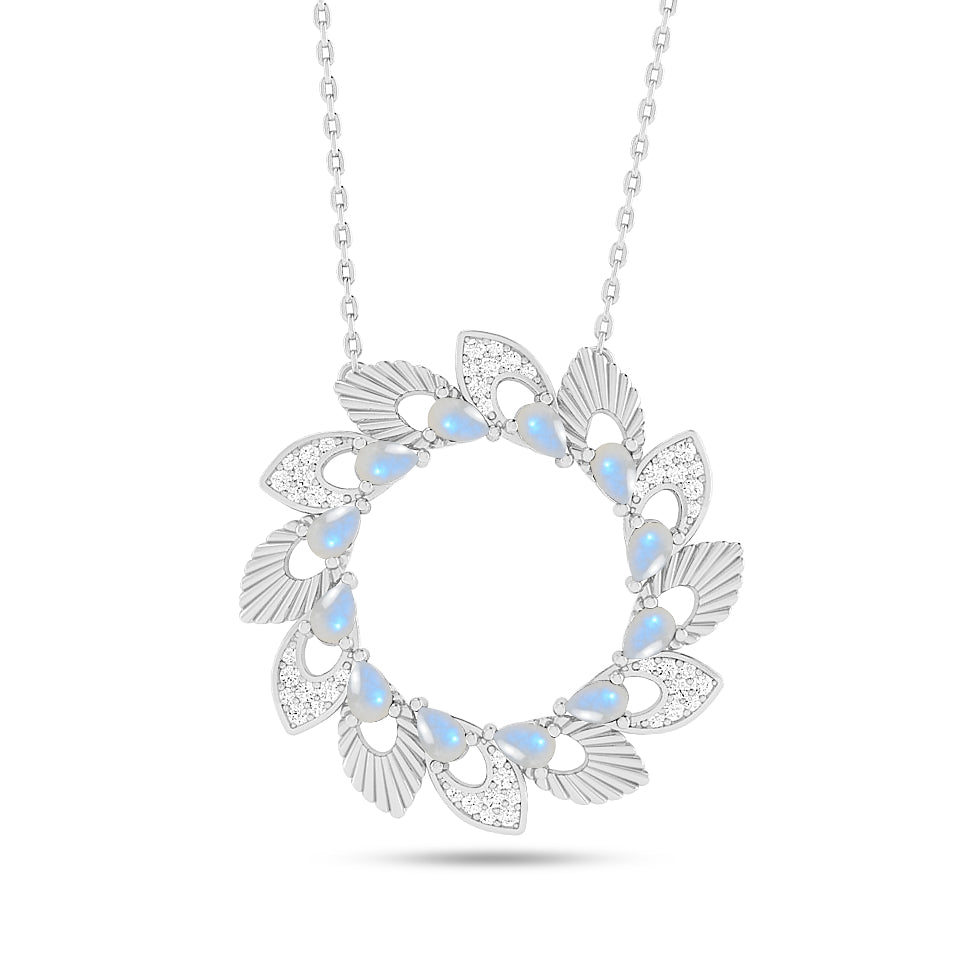 Floral Wreath Pendant | Starburst Pendant | Heart Knot Teardrop Pendant | Sterling Silver Birthstone Necklace | Diamond Accent | Adjustable Chain | 15 Gemstone Choices