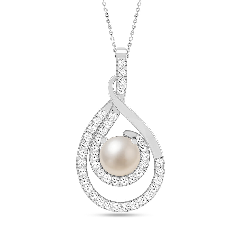 Teardrop Swirl Halo Pendant | Starburst Pendant | Heart Knot Teardrop Pendant | Sterling Silver Birthstone Necklace | Diamond Accent | Adjustable Chain | 15 Gemstone Choices