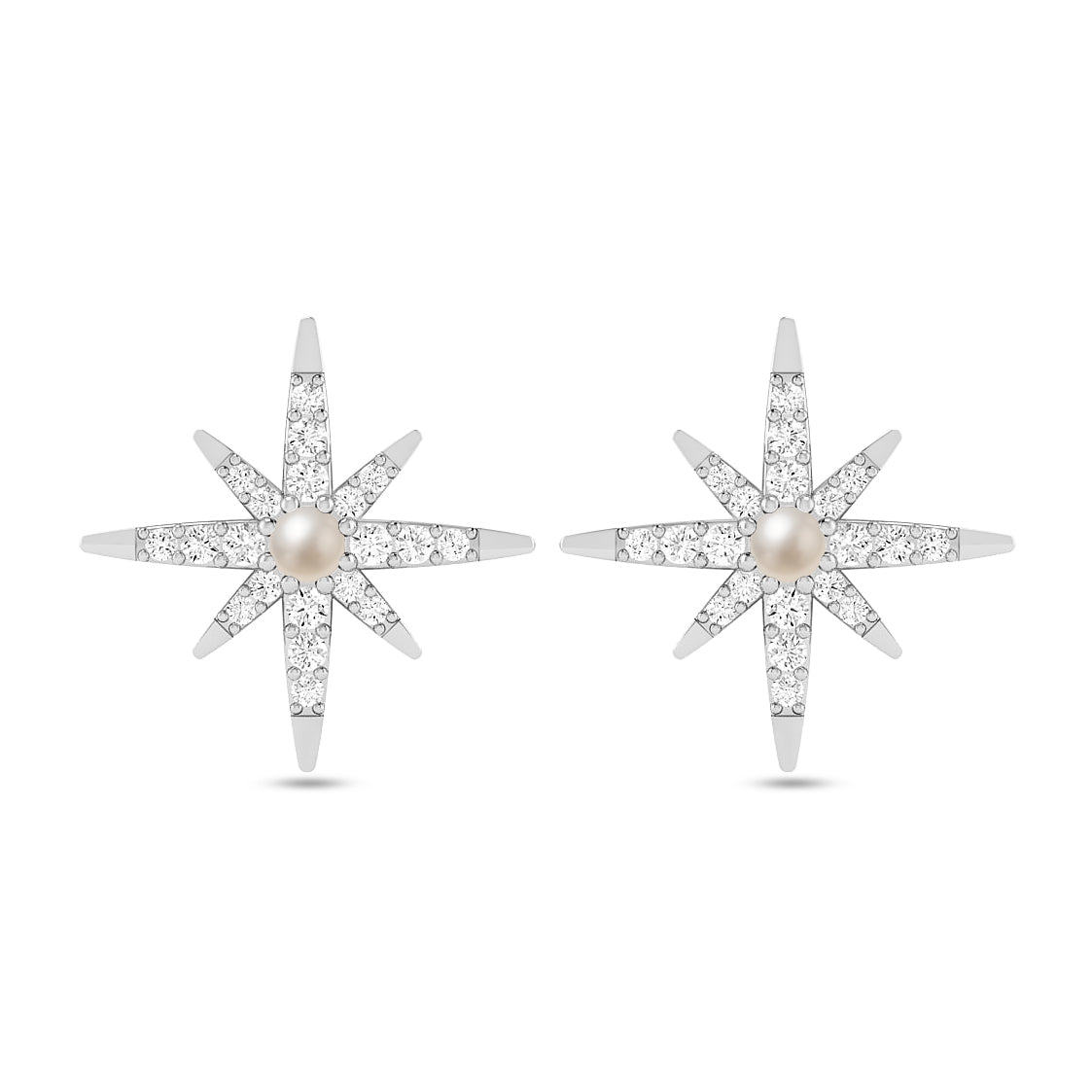 Celestial Starburst Stud Earrings | 925 Sterling Silver Birthstone Stud Earrings | Diamond Accent Gemstone Earrings | 15 Birthstone Options | Gift for Women
