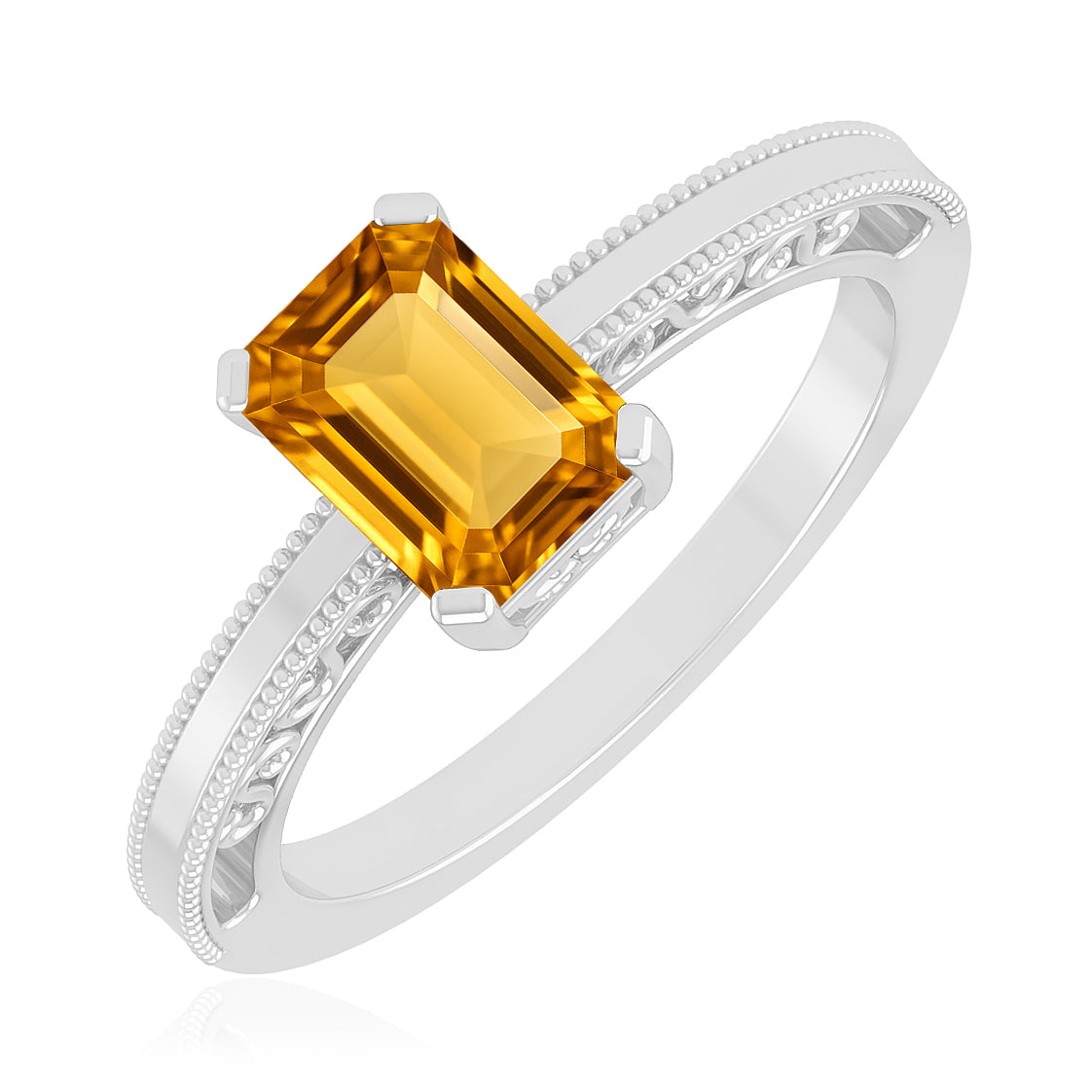 Vintage Milgrain Split Shank | Sterling Silver Birthstone Ring | Genuine Gemstone & Diamond Studded Ring | Personalized Promise Ring | Gift for Her