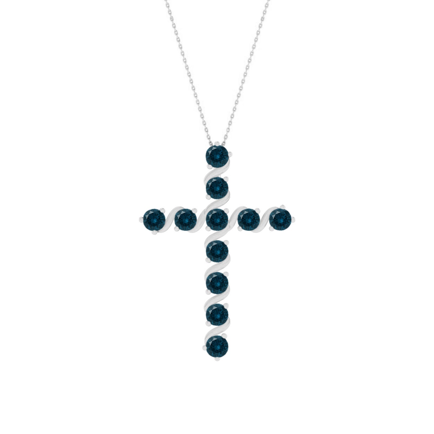 Gemstone Cross Pendant | Floral Vine Style Gemstone Pendant | Sterling Silver Birthstone Necklace | Adjustable Chain | 15 Gemstone Choices | Personalized Gemstone Pendant