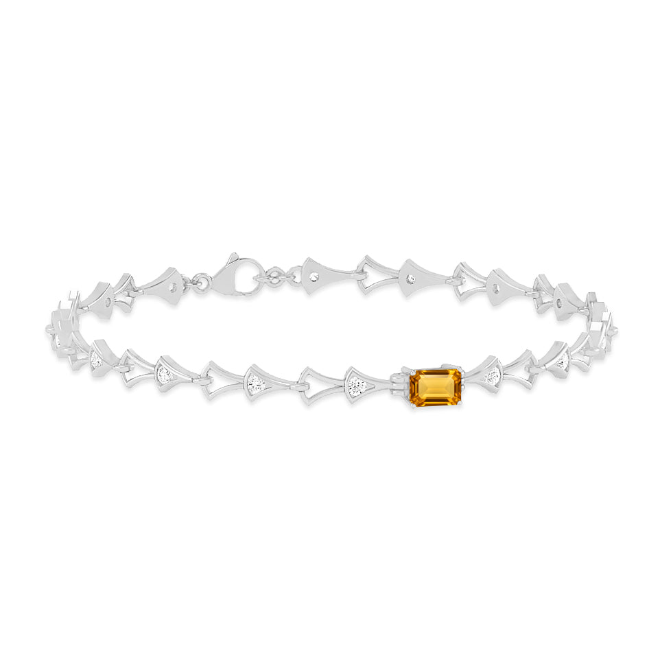 Art Deco Link Bracelet | Sterling Silver Birthstone Bracelet | Adjustable Chain | 15 Gemstone Choices | Personalized Gemstone Bracelet Floral Vine Bracelet Canter piece